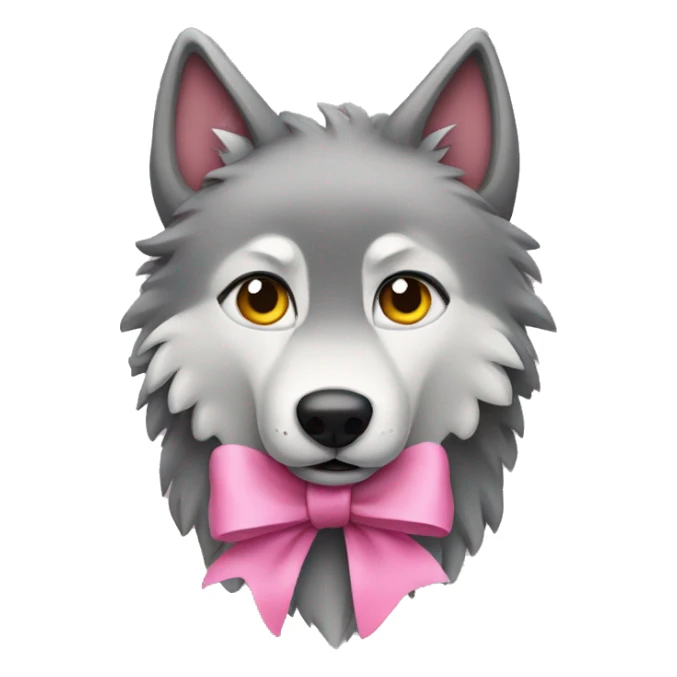 Wolf with a pink bow on the top right side of its head sticker