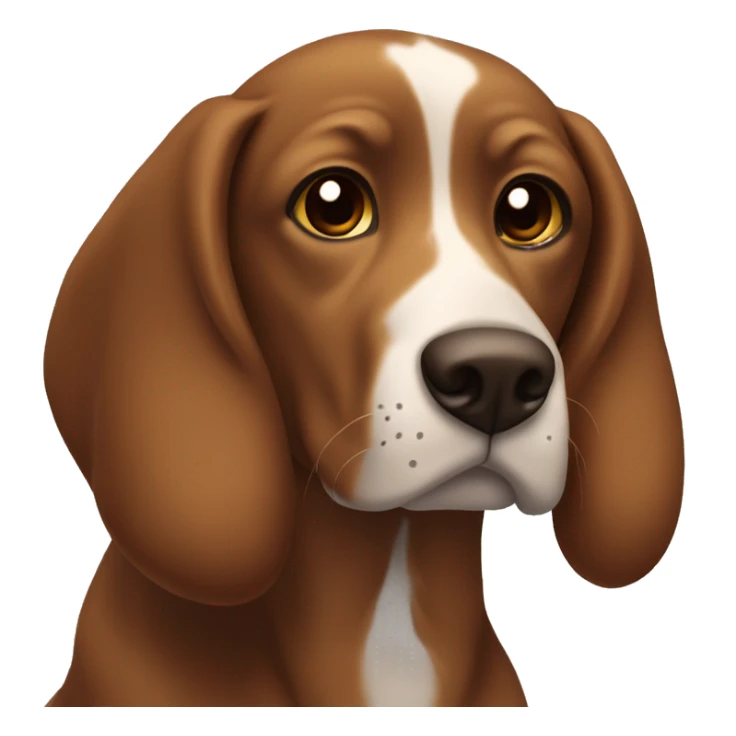 Brown dog with floppy ears, tan eyebrows and white stripe on face and around mouth sticker