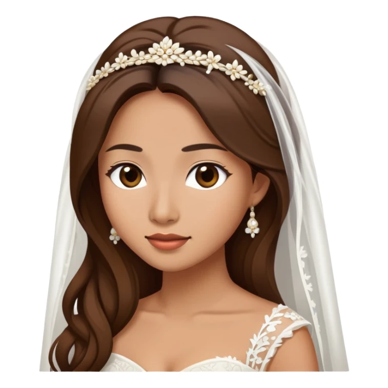 asian bride with long brown hair sticker