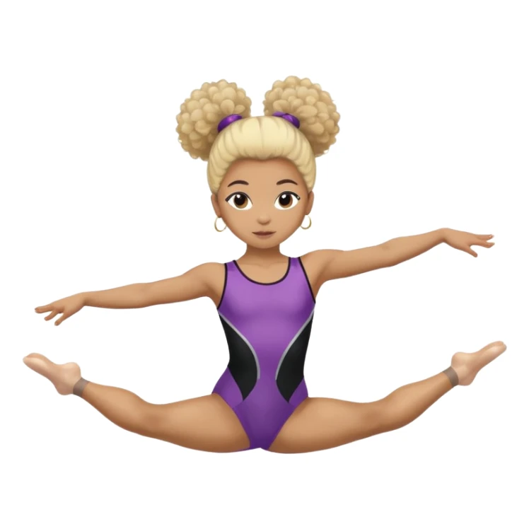 light-skinned Black girl doing gymnastics, half-blonde and half-dark brown afro puff hairstyle sticker