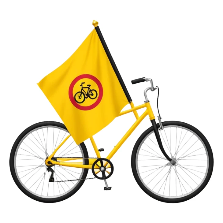 Create a Telugu Desam Party (TDP) flag emoji: bright solid yellow background, simple black bicycle icon in the center. Flat emoji style, bold colors, clean edges, no text, no gradients, no shadows. Square 1:1 ratio, transparent background, minimal and clear like a system emoji. sticker