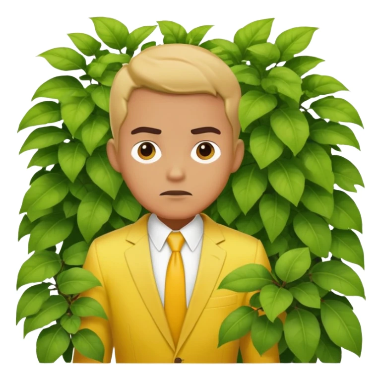 Man in a yellow suit looking suspicious while hiding in a bush sticker