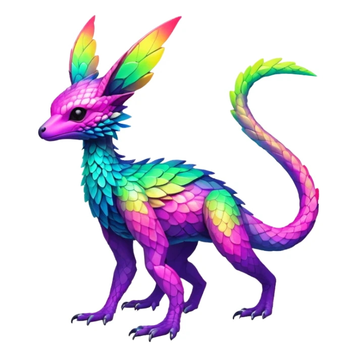 Exotic vibrant lush neon-colored Fakémon-Trico-creature (full body) sticker