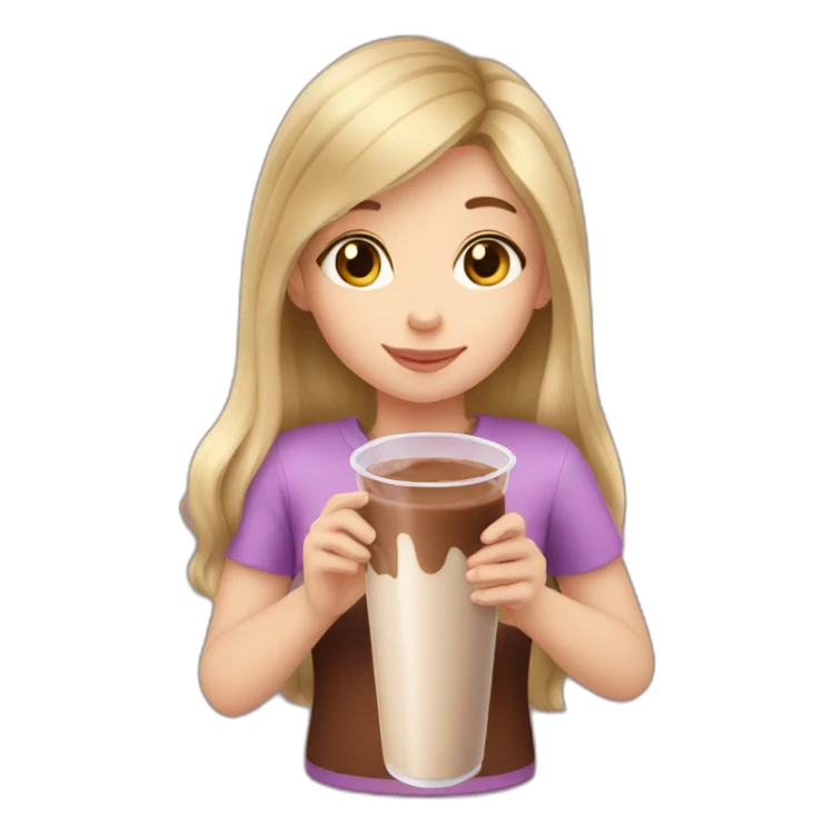 Dark Blonde hair Girl drinking chocolate milk sticker
