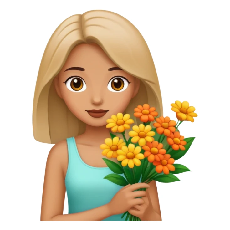 Beautiful girl holding flowers sticker