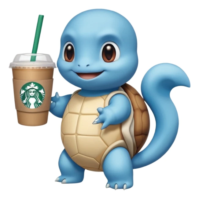 Squirtle with a Starbucks cup sticker