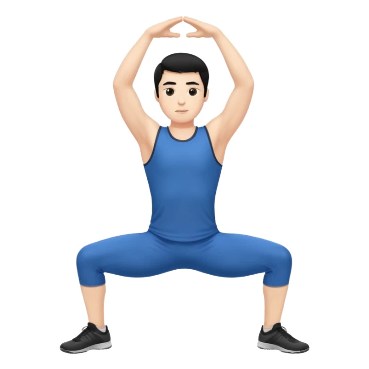 Hombre blanco pelinegro haciendo ejercicio de estiramiento, calentamiento sticker