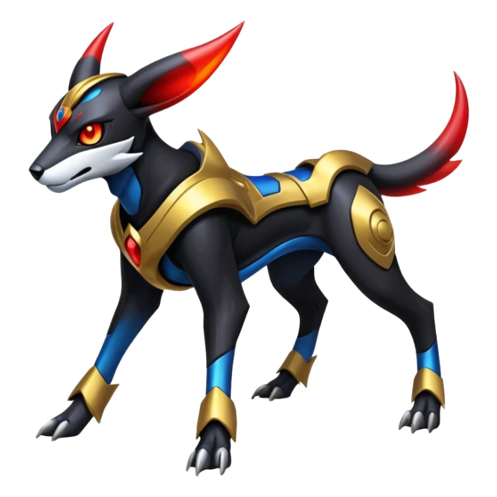 Shiny Gothic Exotic Futuristic Houndoom-Genesect-Torracat-Pokémon-Fakémon-hybrid-creature sticker