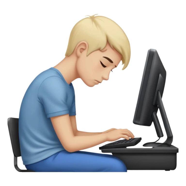 person with bad back or neck posture emoji (like sitting all tilted towards computer) sticker
