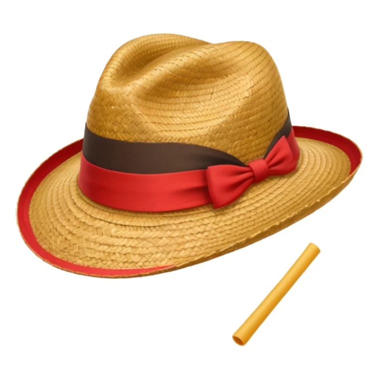 Chapeau de paille avec bande rouge sticker