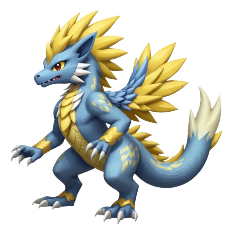 Scaly rough angry serene Asian painted scaly Manectric-Solgaleo-Electrike-Furfrou-Fakemon-fusion, full body sticker