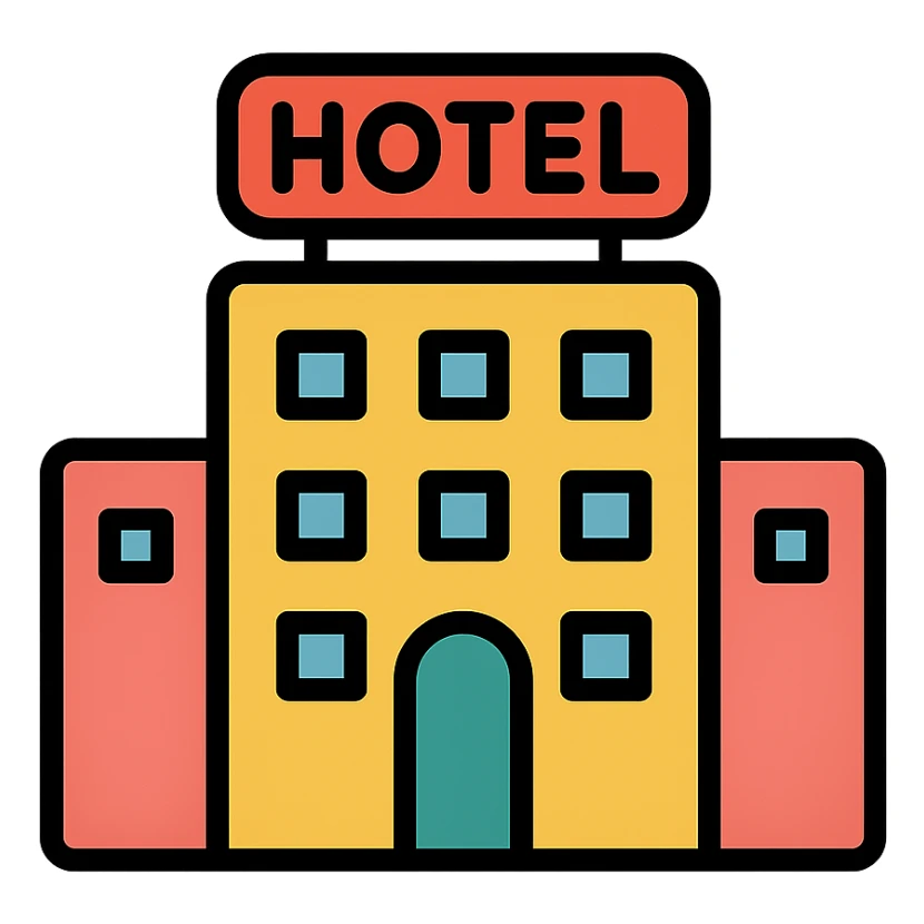 hotel building color outline icon style sticker