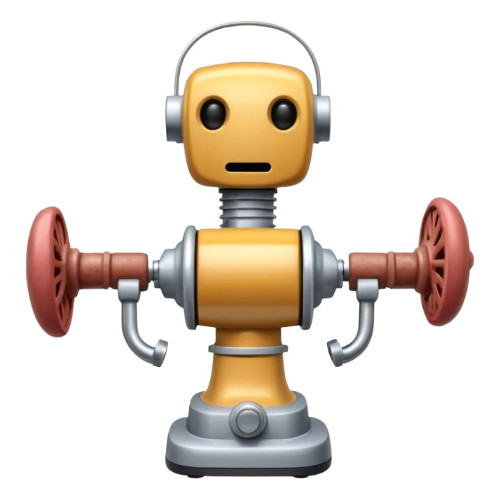 a robot that has a meat grinder for a head. 2 arms that stuff meat into the meat grinder and sausage links come out of the rear. The robot hovers. shoves meat into its mouth to grind sticker