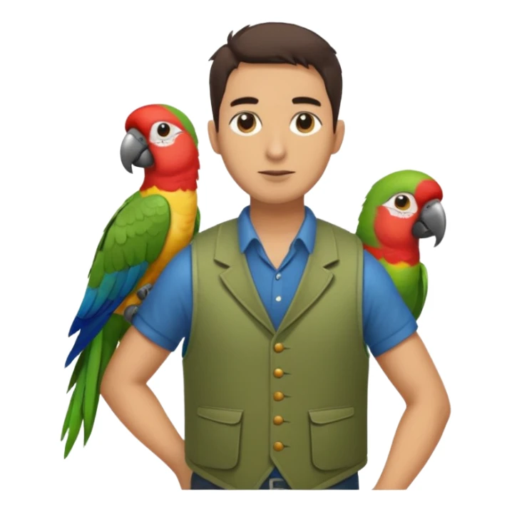 Walker + parrot on shoulder, Pet Walkers, Full body. sticker