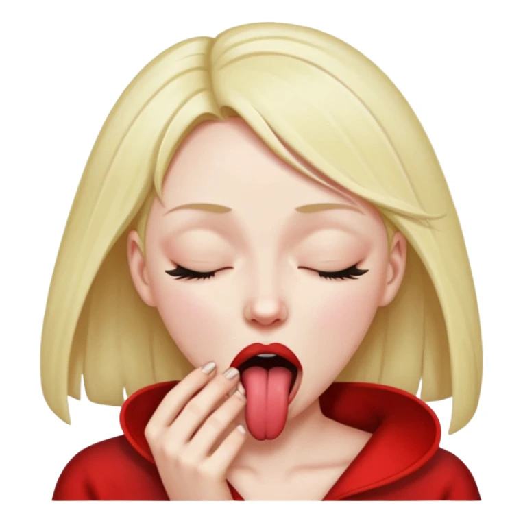 woman strangling herself with tongue out and eyes closed  sticker