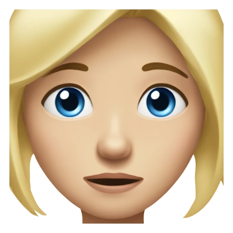 a cute blonde blue eye girl shocked like a classic emjio sticker