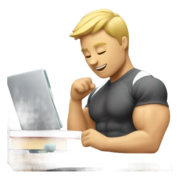 emoji with person studying and doing fitness sticker
