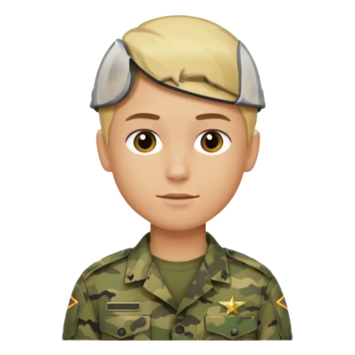 a soldier with short blonde hair in camo male sticker