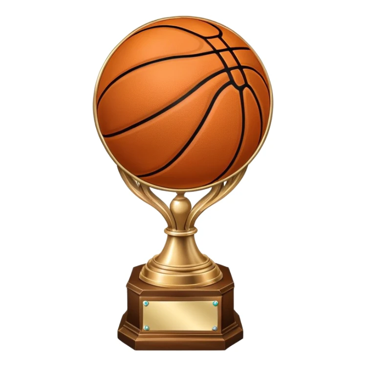 gleaming bronze basketball trophy, polished bronze basketball with classic seams sticker
