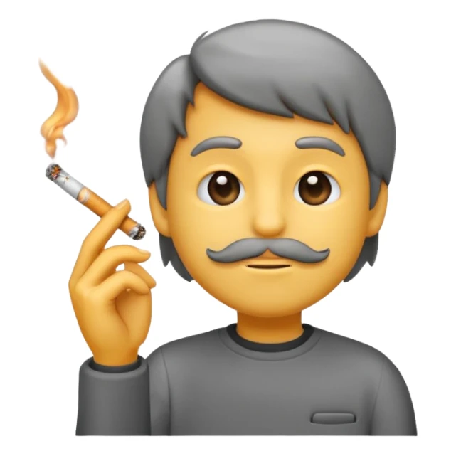 emoji holding a cigarette in his hand with smoke going up sticker