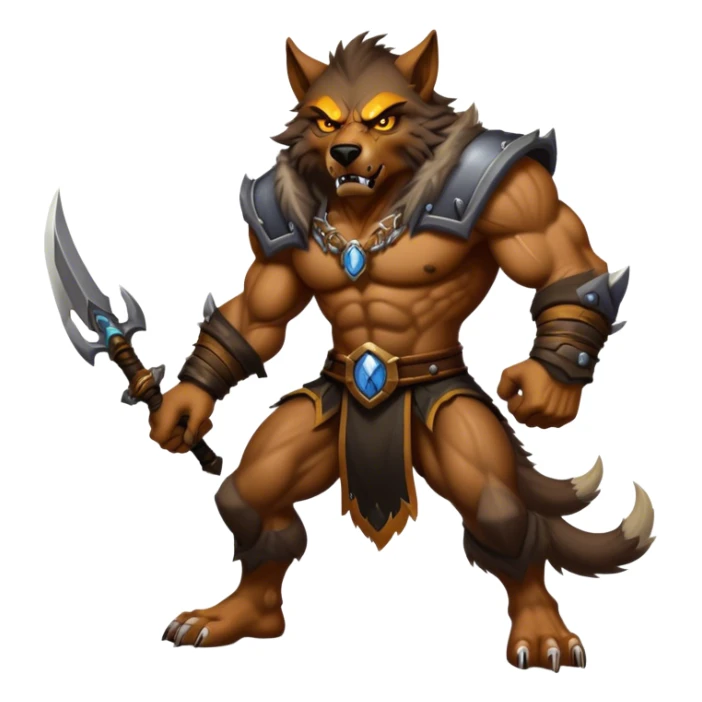 Cinematic Realistic WoW Worgen Portrait, captured in a dynamic, battle-ready stance, muscles rippling beneath his wild fur and tanned skin. His fierce, amber eyes and determined features, set against consistently detailed, worn leather attire, are rendered with dramatic natural lighting and high shine, embodying the raw, relentless fury of a worgen warrior in combat. sticker