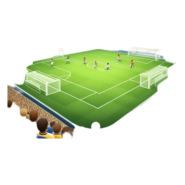 An icon featuring a large stadium with a football match in progress, players in action on the field, and a cheering crowd in the stands. Bright floodlights illuminate the pitch, creating an intense atmosphere of competition. The transparent background highlights the thrill of live sports events. sticker