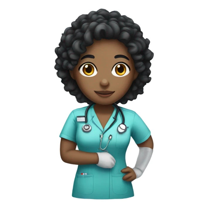 White nurse with black curly hair sticker