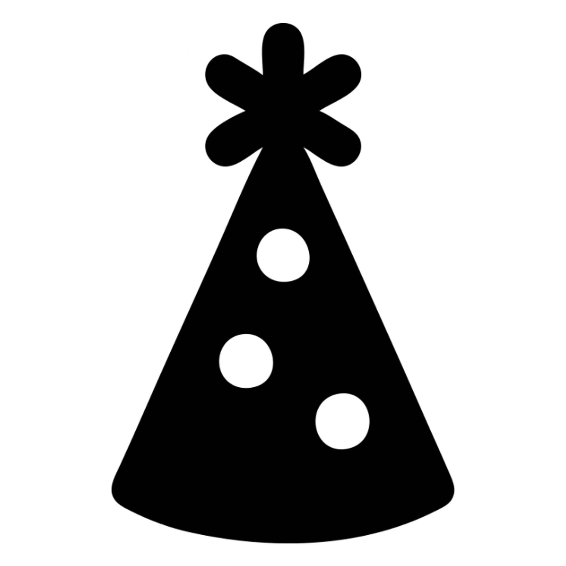 party hat, solid icon style, bold silhouette, no color, minimal details sticker