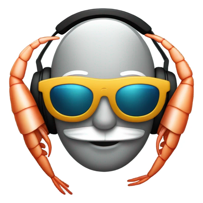 Shrimp with headphones and sunglasses sticker