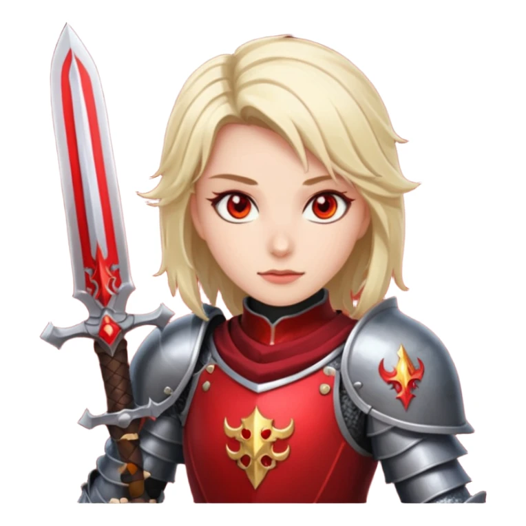 Female knight with crimson armor and blazing red eyes sticker