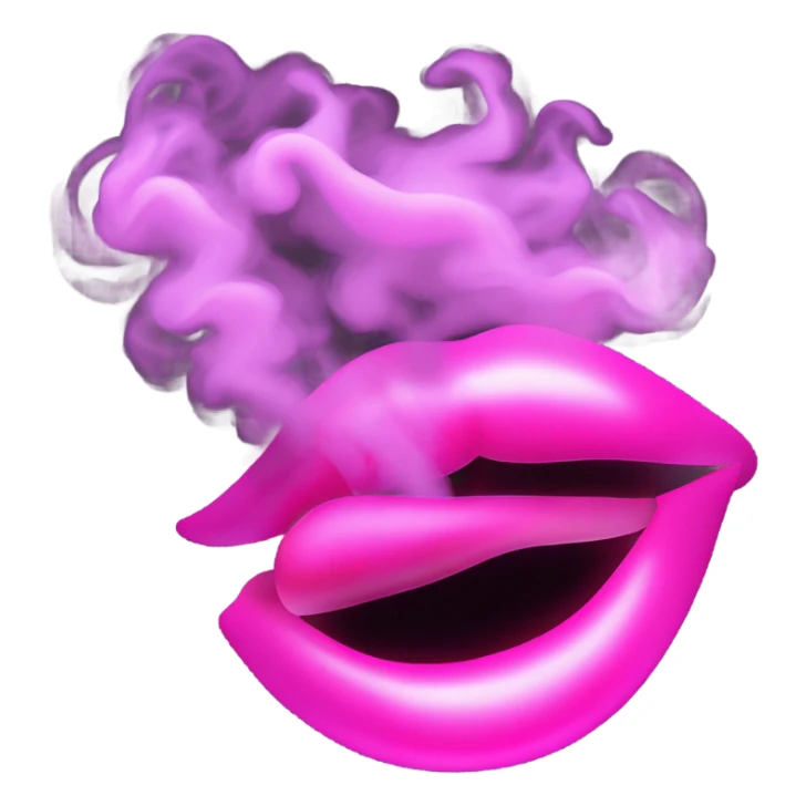 Neon pink lips smoke and release smoke sticker