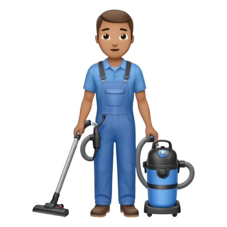 técnico de limpieza hombre sujetando una aspiradora de agua sticker