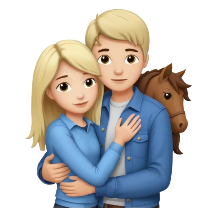 Couple hugging each other but the boy has mustang sticker