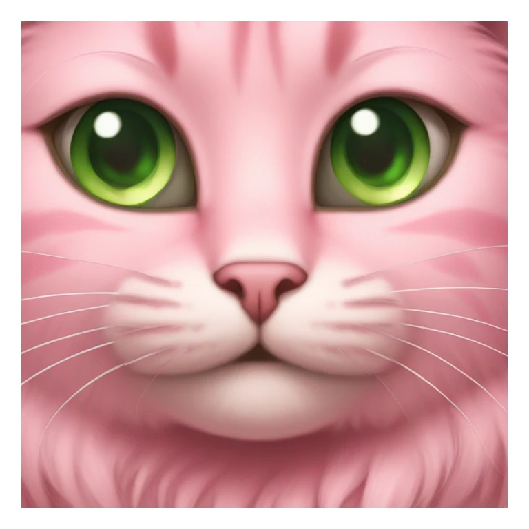 a pink cat furry with green eyes sticker