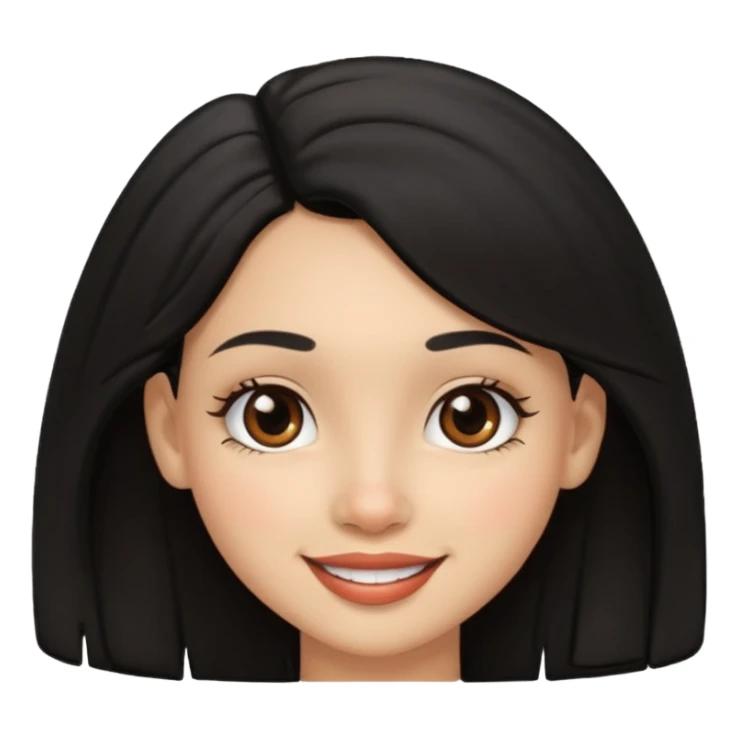 a girl that has black 3c hair textures and lightskin, It has brown eyes, a nose, lips, and it’s smiling. sticker