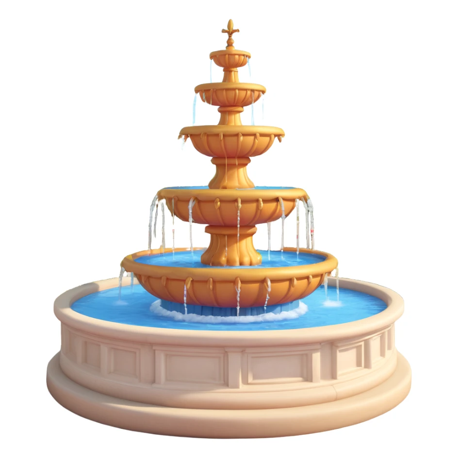 Casa Bonita Fountain, 3D style, realistic water, ornate details, centerpiece sticker