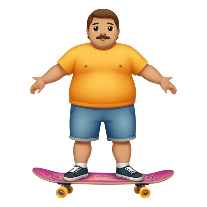 Full body chubby Mexican with a skateboard  sticker
