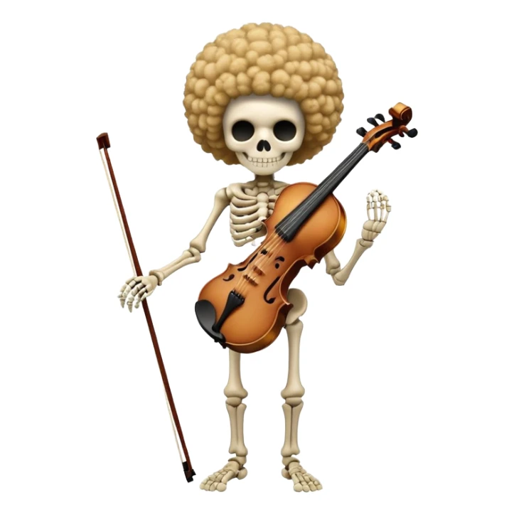 Brook skeleton musician with afro and violin, One Piece sticker
