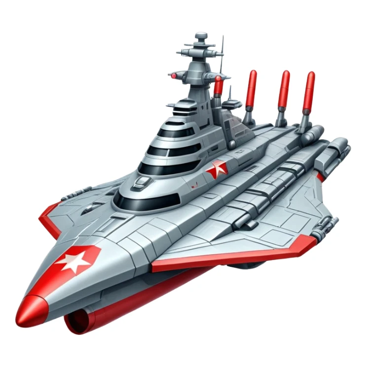 Futuristic Russian battle cruiser spaceship with red star insignia sticker