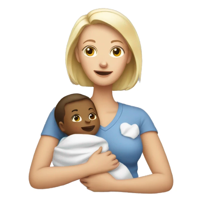 white mom holding baby sticker