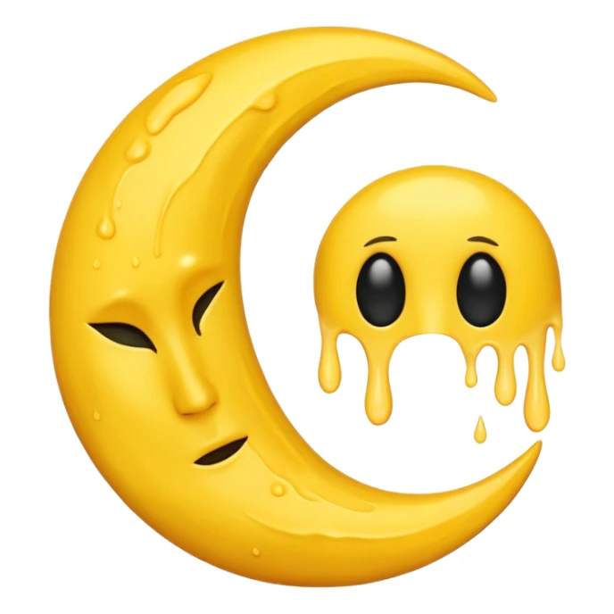 Melting waning crescent moon without any face and should in yellow colour remove the circle thing in bw sticker