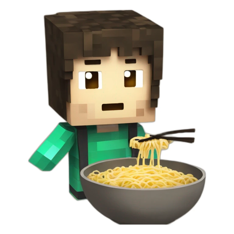 Personnage Minecraft qui mange des ramen sticker