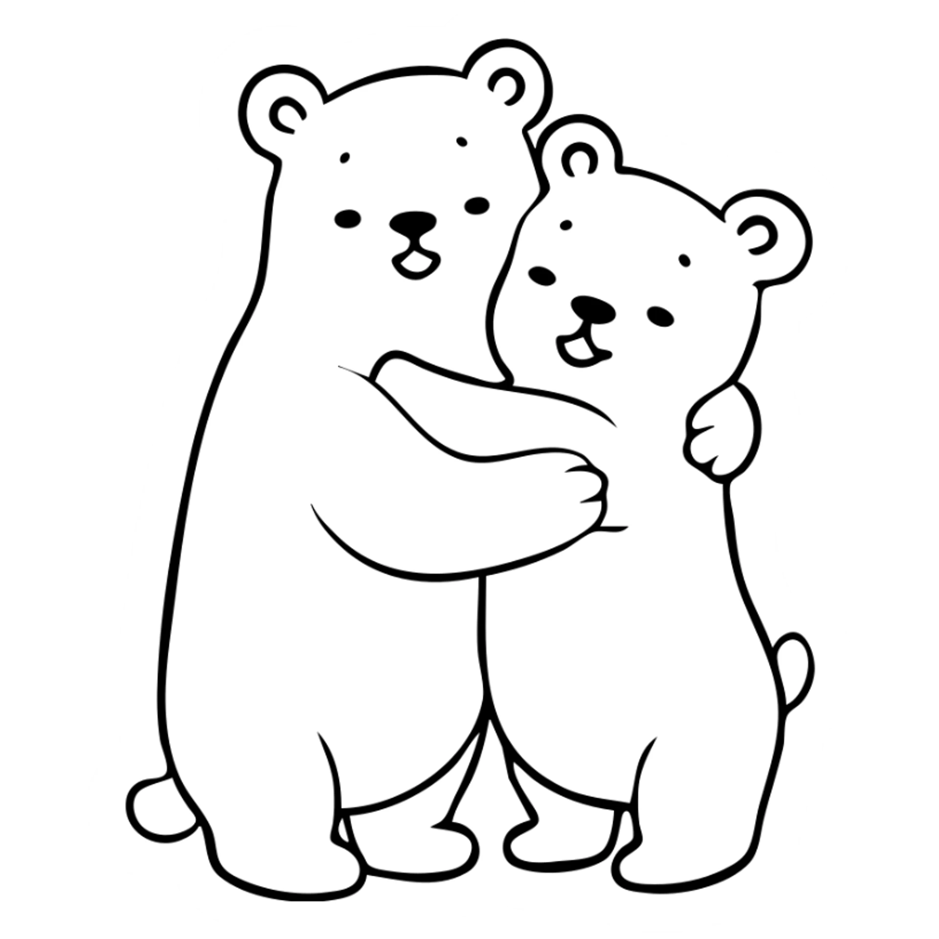 A polar bear and a brown bear hugging each other as friends sticker