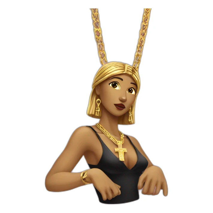 gold necklace with ankh with bkack woman sticker