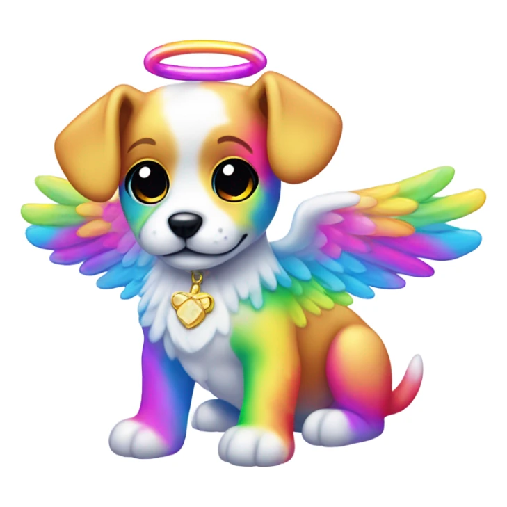 Lisa frank rainbow puppy with angel wings sticker