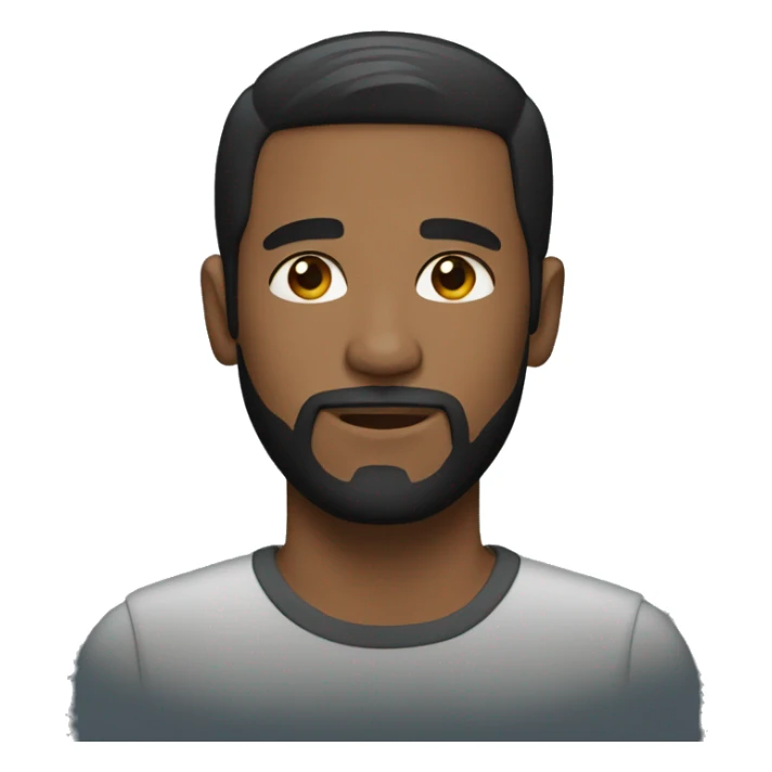 man, short black straight hair, only beard sticker