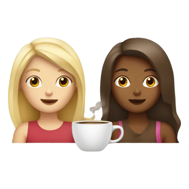 Blond girl and brown girl drinking coffee  sticker