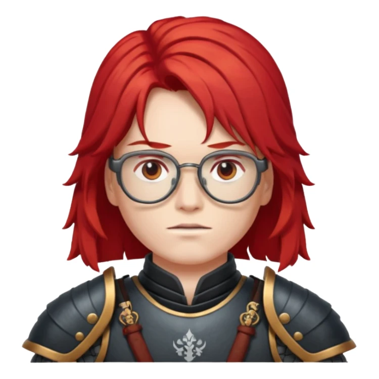 red long hair samurai with glasses sticker