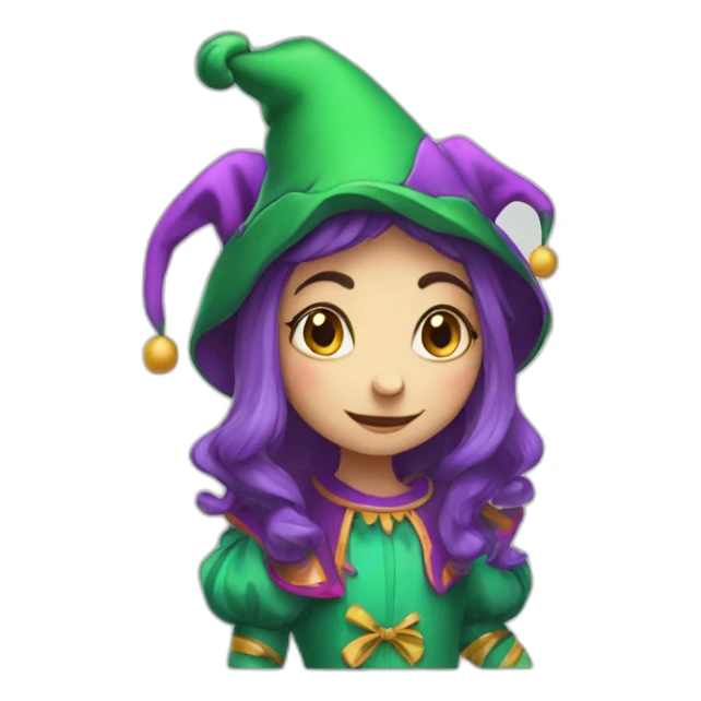 shy cute jester girl sticker