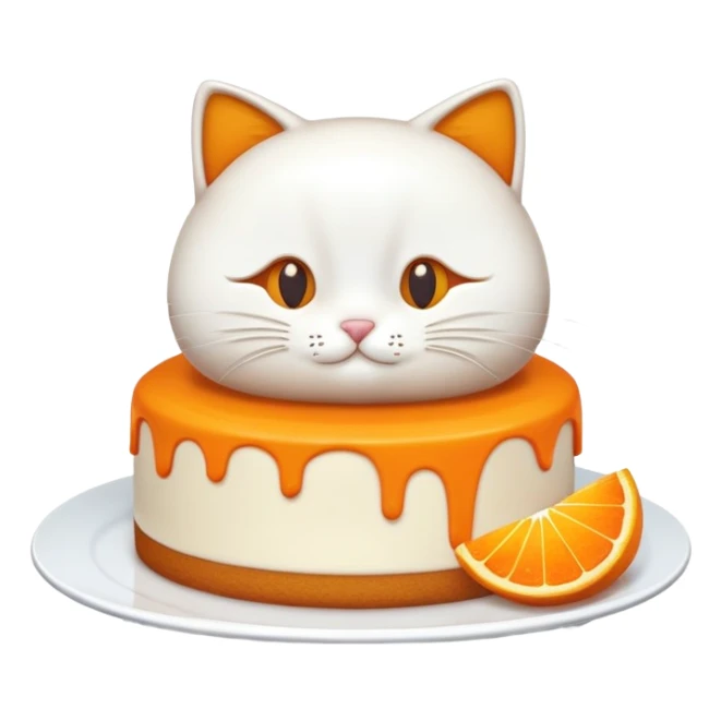 Un chat blanc et orange et un gâteau  sticker